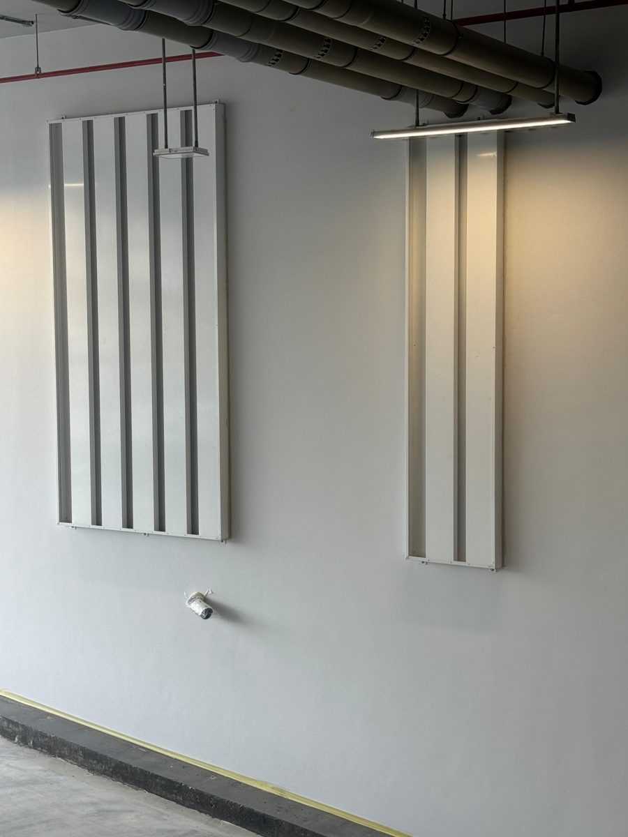 Installed room louvres and acoustic interface