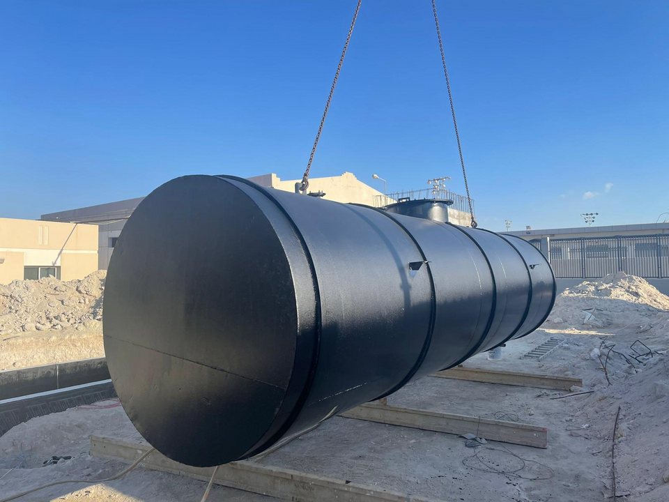 Underground cylindrical diesel storage tank